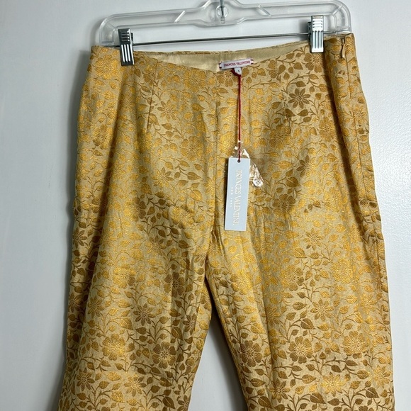NWT Frances Valentine Gold Floral Jacquard Petrie Pant Size 4 - Picture 3 of 14